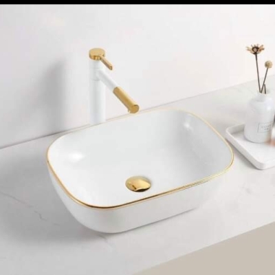 DLB04VV - LAVABO ĐẶT BÀN TRÒN VIỀN VÀNG