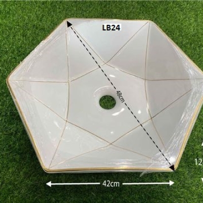 LAVABO ĐẶT BÀN KIM CƯƠNG VIỀN VÀNG D-LB24