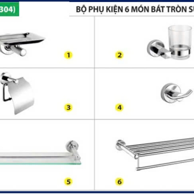 COMBO PHỤ KIỆN NHÀ VỆ SINH INOX 304 CAO CẤP - PK03