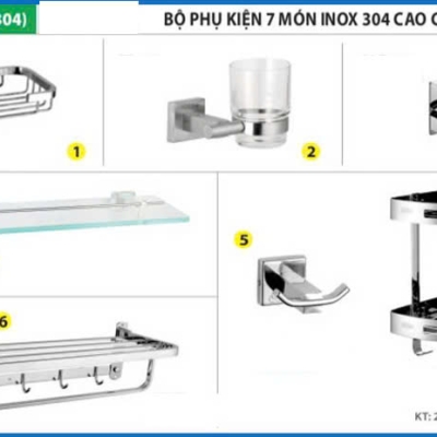 COMBO PHỤ KIỆN TOILET CAO CẤP INOX 304 CHUẨN 100%
