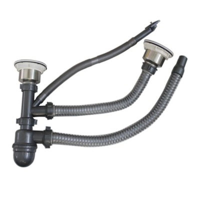 BX02-BỘ XẢ ĐÔI CHẬU INOX DẬP 2 NGĂN