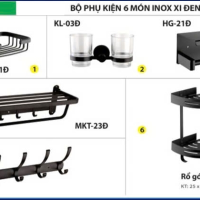 COMBO PHỤ KIỆN NHÀ VỆ SINH INOX 304 SƠN ĐEN TĨNH ĐIỆN - PK09