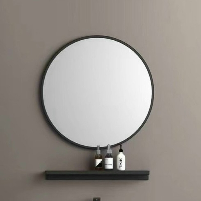 GD03-GƯƠNG TRÒN VIỀN ĐEN KÊT HỢP KỆ GƯƠNG D50