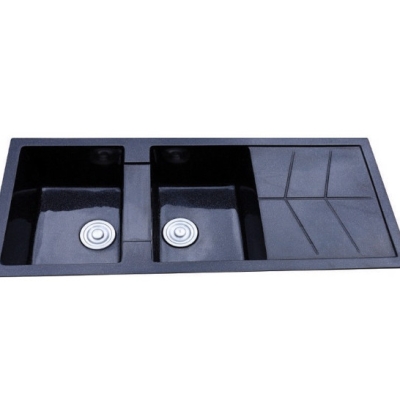 Chậu Rửa Chén 2 Hộc Đá Nhân Tạo Có Cánh Gân Lá - CD03