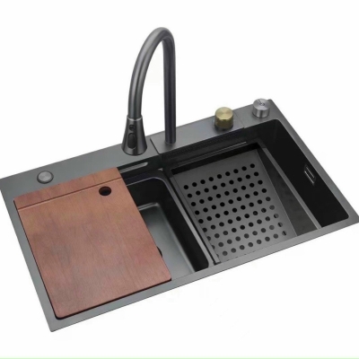 Chậu Rửa Chén Inox 1 Hộc Nano Xám Kèm Vòi- D7545CBD