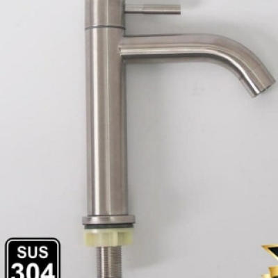 D315- VÒI LAVABO ĐIẾU LẠNH MỎ CONG 304 MỜ