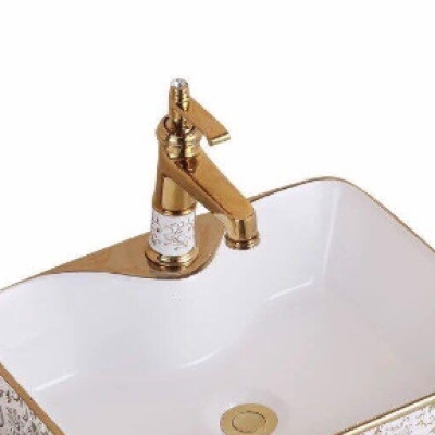 D515- VÒI LABO NÓNG LẠNH SỨ HOA VĂN VÀNG CAO CẤP