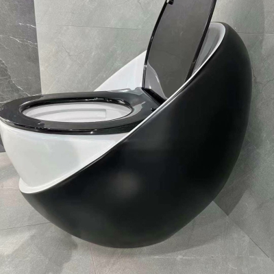 D081- BỒN CẦU TRỨNG TRÒN TRẮNG VIỀN ĐEN 2 TẦNG DeBAN