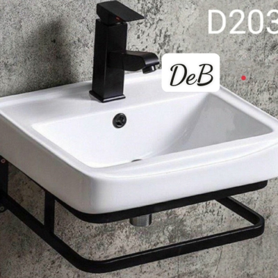 DLB19- CHẬU LAVABO VUÔNG KÈM CHÂN TREO TƯỜNG