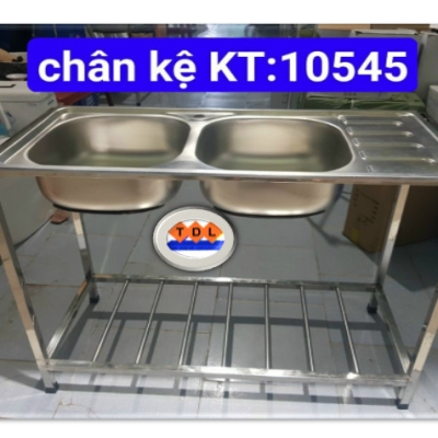 Bồn rửa chén inox 2 hộc có cánh kèm chân- d10545kc
