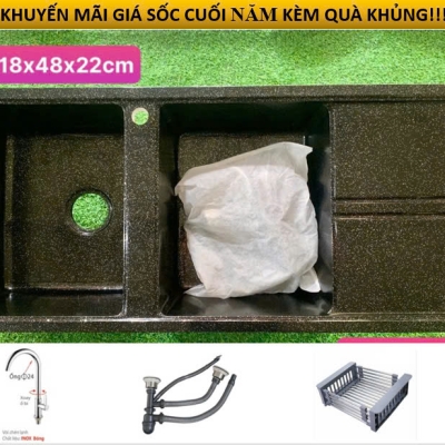 CCD09- BỘ CHẬU RỬA CHEN ĐÁ ĐÔI CO BÀN CHỜ XÁM