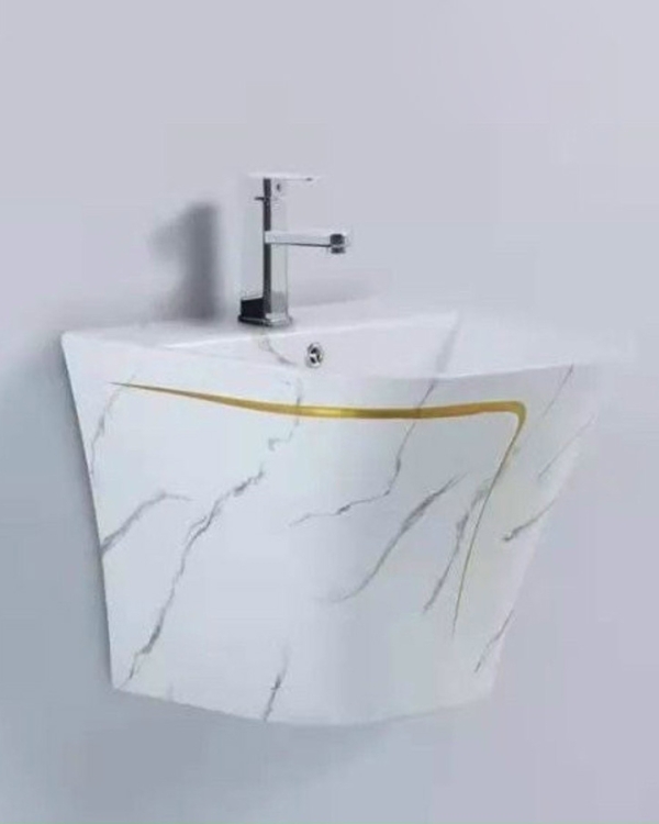 D-LB111- LAVABO TREO LIÊN KHỐI VÂN MÂY KẺ VÀNG CAO CẤP