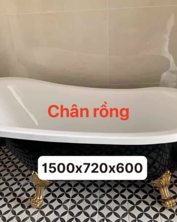 DBT-012D- Bồn tắm chân rồng đen cao cấp 1.7m