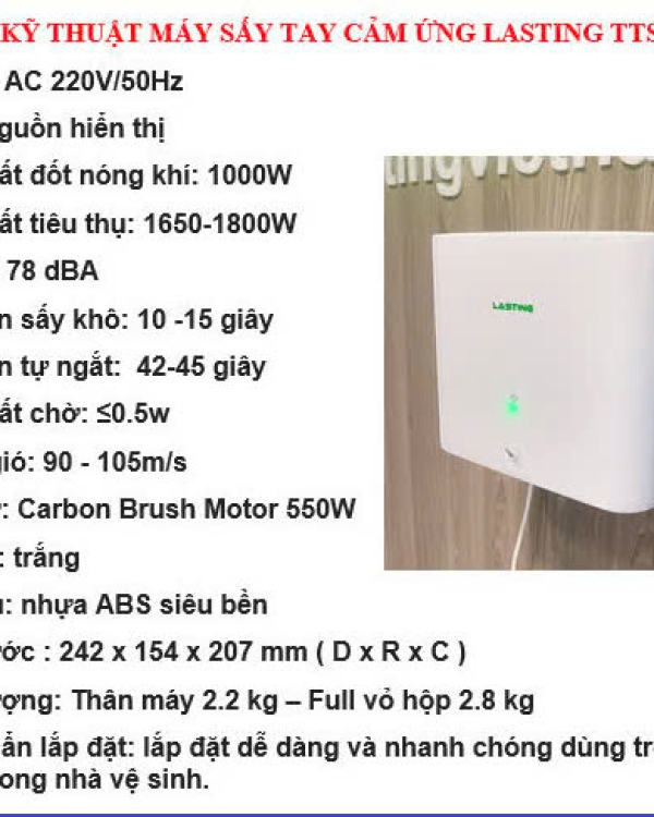 Máy Sấy Tay Chính Hãng Lasting TTS02