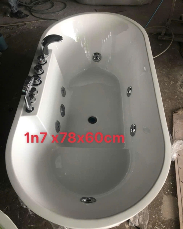 Bồn Tắm Ovan Cạnh Thẳng Trắng-DBT100